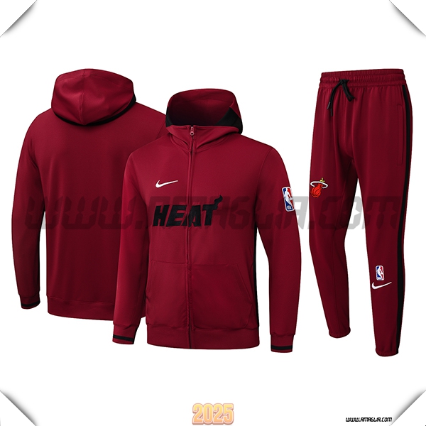Giacca Con Cappuccio Tuta Vento Miami Heat Rosso/Giallo 2025 2026