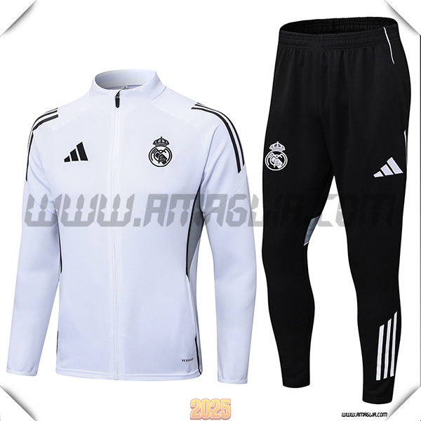 Tuta Calcio Giacca Real Madrid Bianco/Nero/Grigio 2025 2026