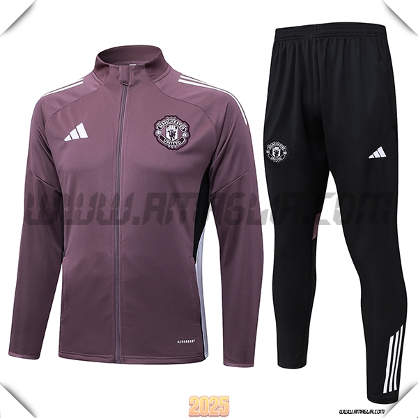 Tuta Calcio Giacca Manchester United viola/Bianco/Nero 2025 2026