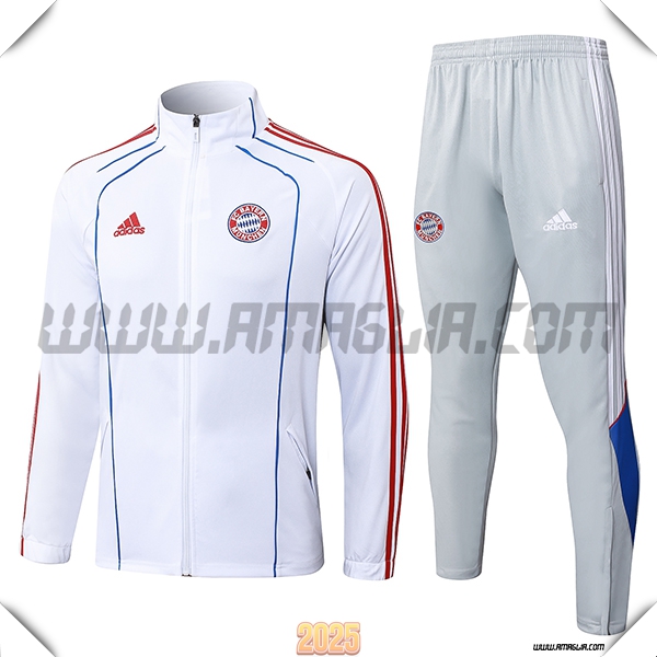 Tuta Calcio Giacca Bayern Monaco Bianco/Rosso/Blu 2025 2026