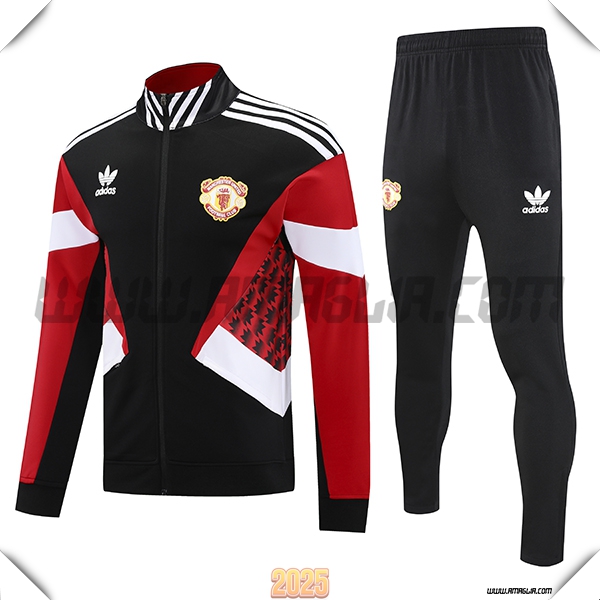 Tuta Calcio Giacca Manchester United Nero/Rosso/Bianco 2025 2026