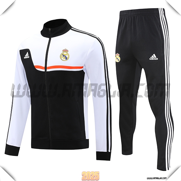 Tuta Calcio Giacca Real Madrid Nero/Bianco/Arancia 2025 2026