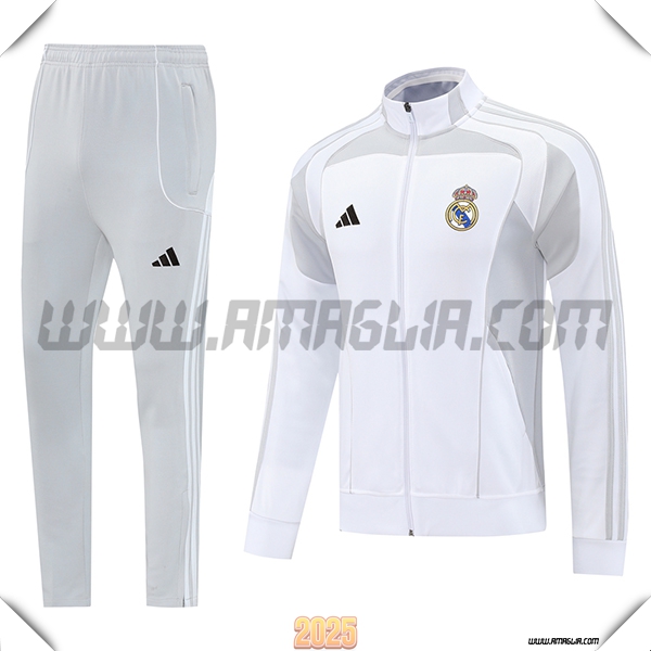 Tuta Calcio Giacca Real Madrid Bianco/Grigio 2025 2026 -02