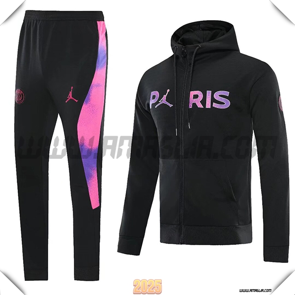 Giacca Con Cappuccio Tuta Vento PSG Nero/viola 2025 2026