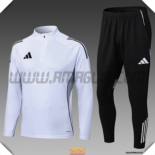 Tuta Calcio Adidas Bambino Bianco/Nero/Grigio 2025 2026