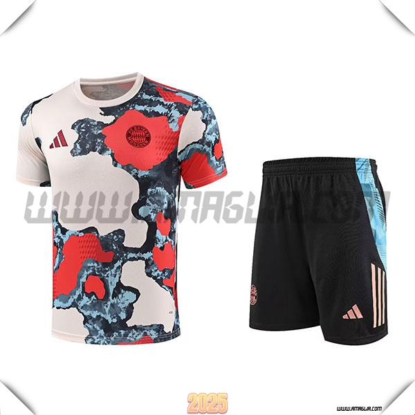 Kit Maglia Allenamento Bayern Monaco Bambino Beige/Rosso/Blu 2025 2026