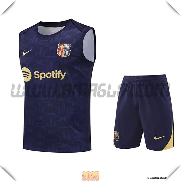 Kit Canotta Allenamento FC Barcellona Bambino Blu Reale 2025 2026