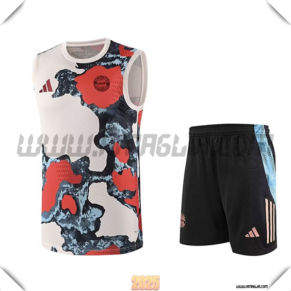 Kit Canotta Allenamento Bayern Monaco Bambino Beige/Rosso/Blu 2025 2026