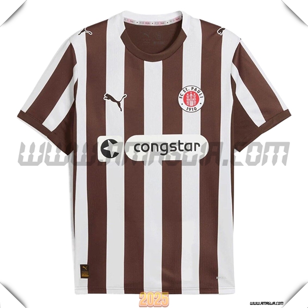 Nuovo Maglia da St Pauli Prima 2025 2026 Bianco/Marron