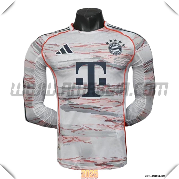 Seconda Maglia Calcio Bayern Monaco Maniche lunghe 2025 2026 Bianco