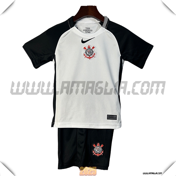 Nuovo Maglia da Corinthians Bambino Prima 2025 2026 Bianco/Nero