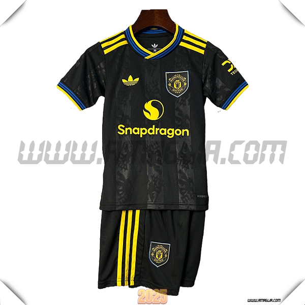 Kit Maglia da Manchester United Bambino Terzo Nero 2025 2026