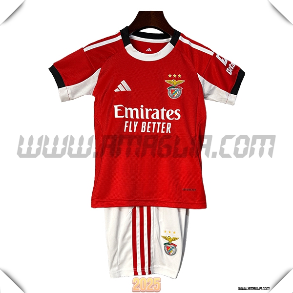Nuovo Maglia da Benfica Bambino Prima 2025 2026 Rosso