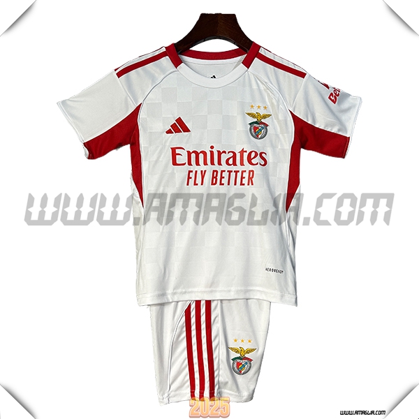 Nuovo Maglia da Benfica Bambino Terzo 2025 2026 Bianco/Rosso