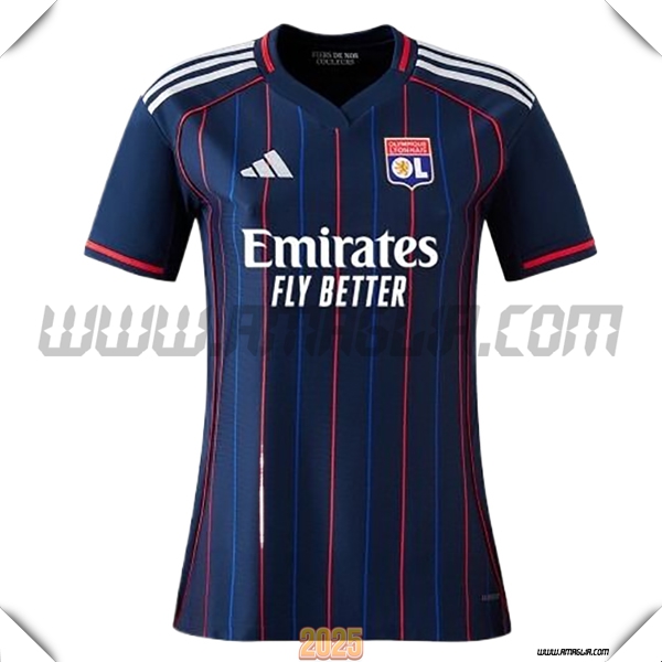 Nuovo Maglia da Lyon OL Donne Seconda 2025 2026 Nero/Bianco