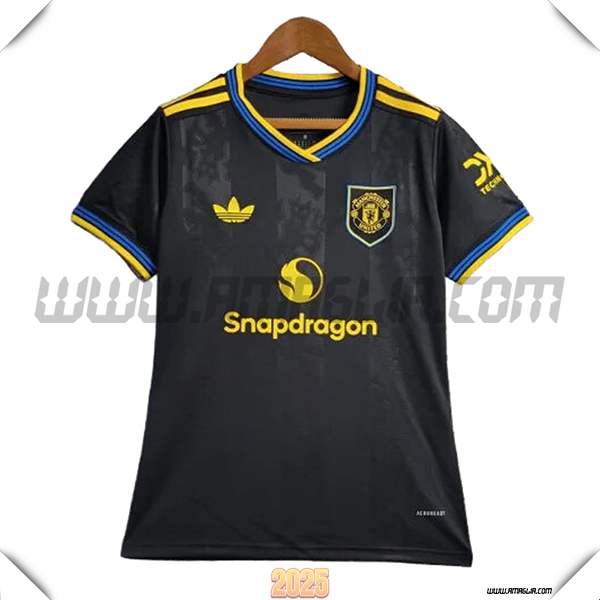 Terzo Maglia Calcio Manchester United Donne 2025 2026 Nero