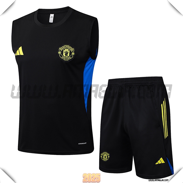 Kit Canotta Allenamento Manchester United Nero/Blu 2025 2026 -02