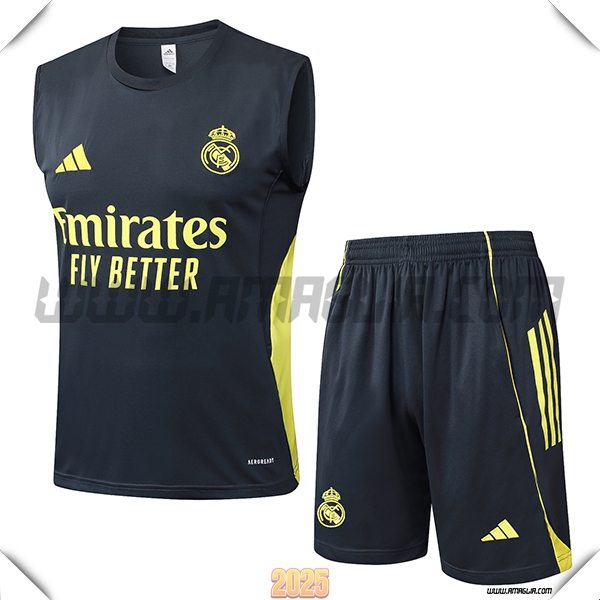Kit Canotta Allenamento Real Madrid Grigio/Giallo 2025 2026