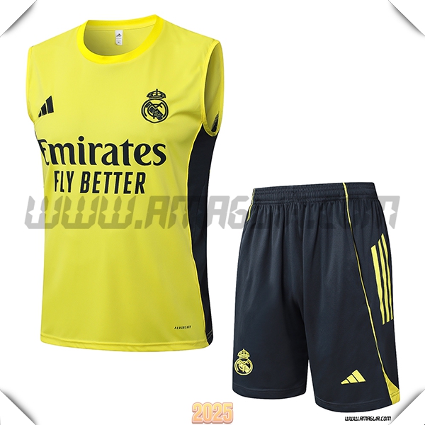 Kit Canotta Allenamento Real Madrid Giallo/Nero 2025 2026