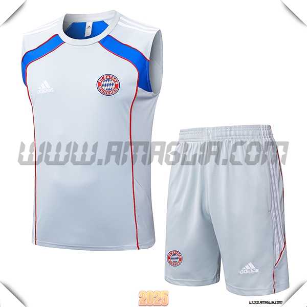 Kit Canotta Allenamento Bayern Monaco Grigio/Rosso/Blu 2025 2026