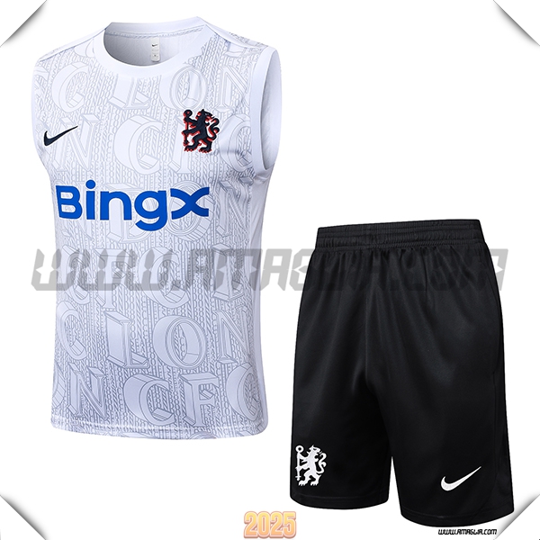 Kit Canotta Allenamento FC Chelsea Bianco/Grigio 2025 2026