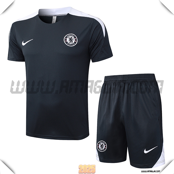 Kit Maglia Allenamento FC Chelsea Grigio/Bianco 2025 2026