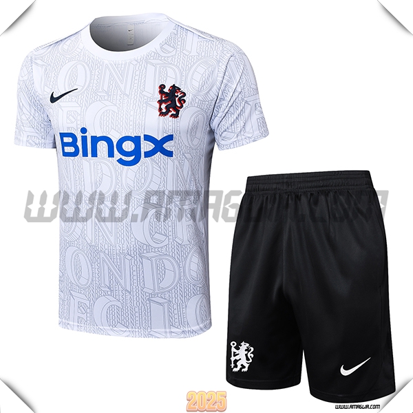 Kit Maglia Allenamento FC Chelsea Bianco/Grigio 2025 2026 -02