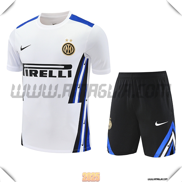 Kit Maglia Allenamento Inter Milan Bianco/Nero/Blu 2025 2026