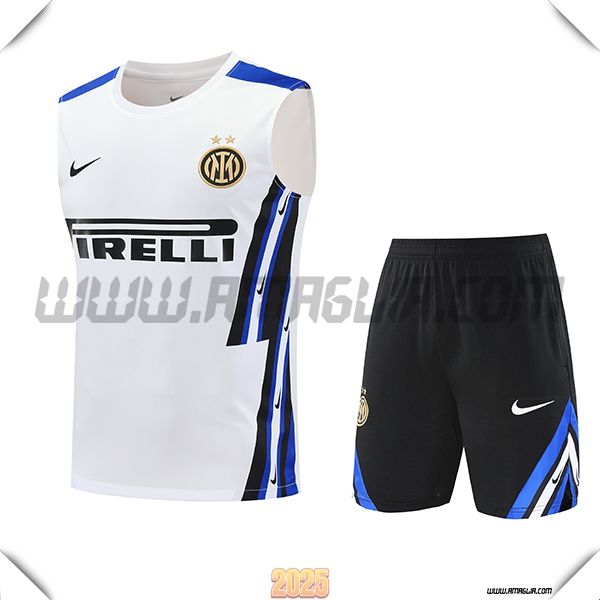 Kit Canotta Allenamento Inter Milan Bianco/Nero/Blu 2025 2026