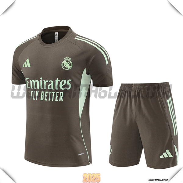 Kit Maglia Allenamento Real Madrid Marrone/Verde 2025 2026