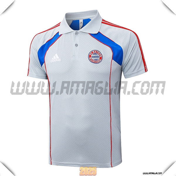 Maglia Polo Bayern Monaco Grigio/Blu/Rosso 2025 2026