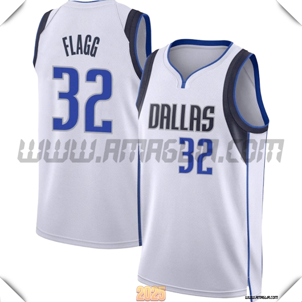 Maglia Dallas Mavericks (FLAGG #32) 2025/26 Bianco/Blu/Nero