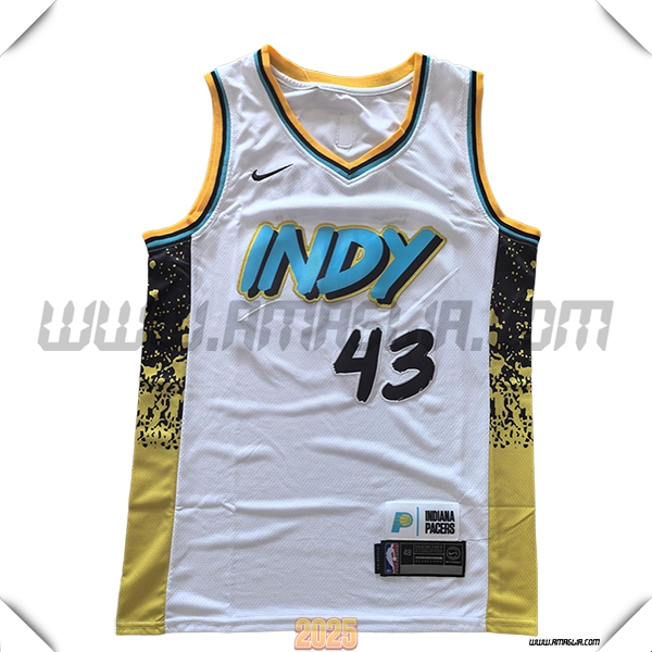 Maglia Indiana Pacers (SIAKAM #32) 2025/26 Bianco/Giallo/Nero/Blu