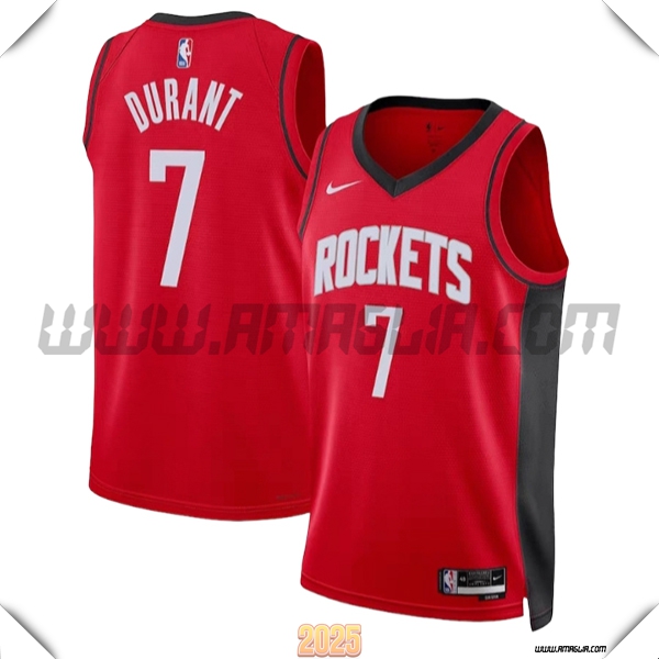 Maglia Houston Rockets (DURANT #7) 2025/26 Rosso/Bianco/Nero