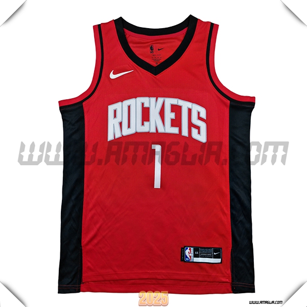 Maglia Houston Rockets (THOMPSON #1) 2025/26 Nero/Rosso
