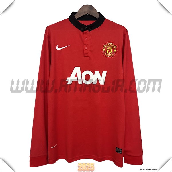 Prima Maglia Retro Manchester United Maniche lunghe 2013/2014 Rosso