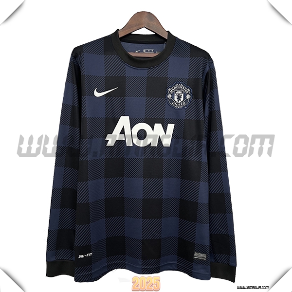 Seconda Maglia Retro Manchester United Maniche lunghe 2013/2014 Nero