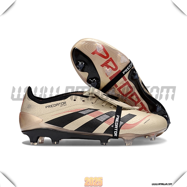 Adidas Scarpe Da Calcio 25 Predator Elite Tongue FG Beige/Nero/Rosso