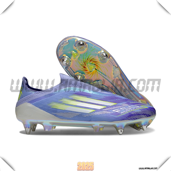 Adidas Scarpe Da Calcio F50 Elite Laceless SG viola/Verde -02