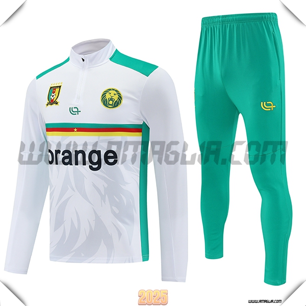 Tuta Calcio Camerun Bianco/Verde 2025 2026