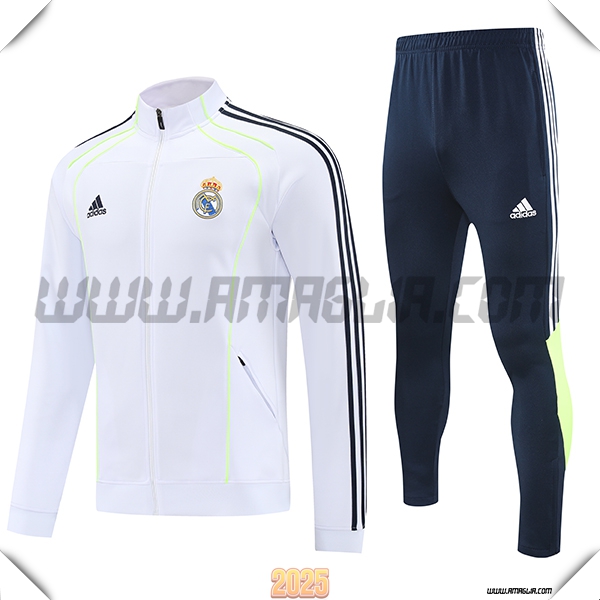 Tuta Calcio Giacca Real Madrid Bianco/Blu/Verde 2025 2026