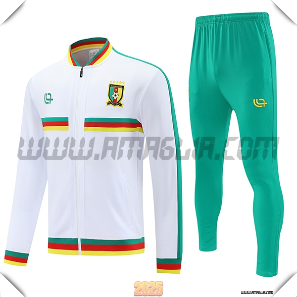 Tuta Calcio Giacca Camerun Bianco/Verde 2025 2026