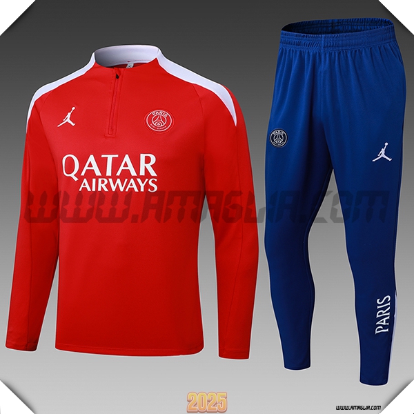 Tuta Calcio PSG Bambino Rosso/Bianco 2025 2026