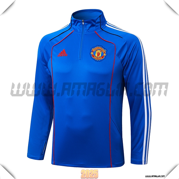 Felpa Allenamento Manchester United Blu/Bianco/Rosso 2025 2026