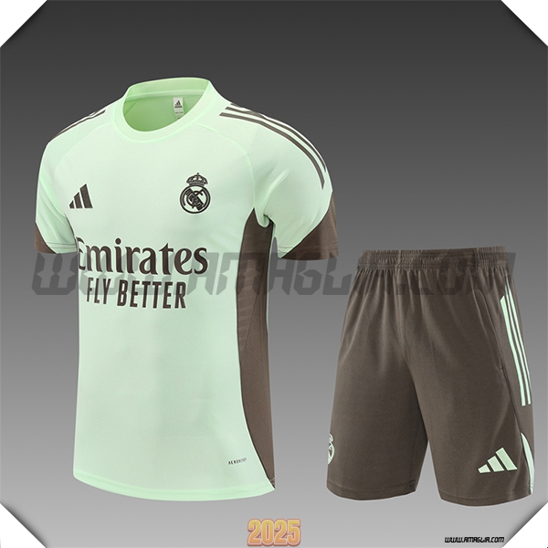 Kit Maglia Allenamento Real Madrid Bambino Verde/Marrone 2025 2026
