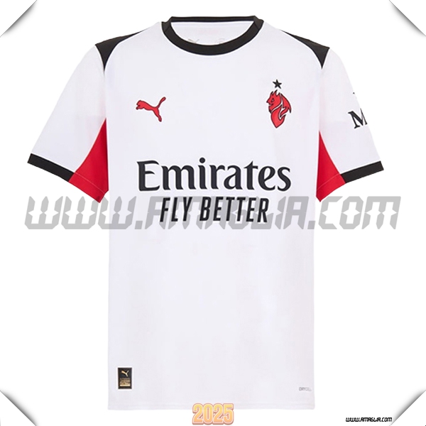Nuovo Maglia da AC Milan Seconda 2025 2026 Bianco/Rosso