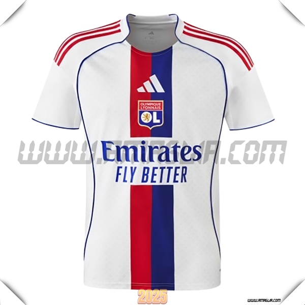 Nuovo Maglia da Lyon OL Prima 2025 2026 Bianco/Rosso/Blu