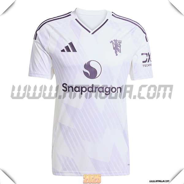 Nuovo Maglia da Manchester United Seconda 2025 2026 Bianco/Viola