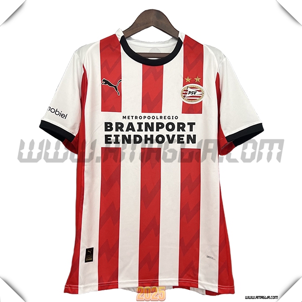 Prima Maglia Calcio PSV 2025 2026 Rosso/Bianco