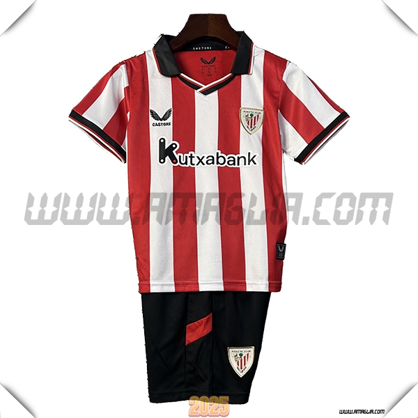 Nuovo Maglia da Athletic Bilbao Bambino Prima 2025 2026 Rosso/Bianco